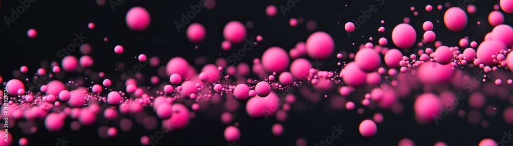 Poster Abstract Pink Spheres Floating on Dark Background Macro Shot with Shallow Depth of Field Art Design Element Graphic Pattern Round Texture Decoration Wallpaper Backdrop