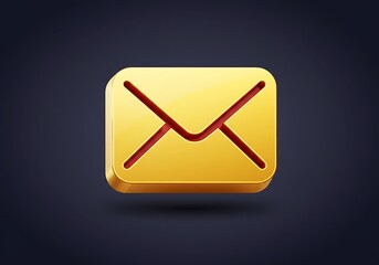 Golden 3D Envelope Icon Red Seal Email Message Digital Graphic Design Element Premium shiny symbol