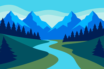 mountain landscape with forest