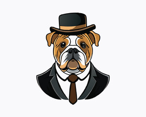 bulldog wear hats and accessories hand drawn