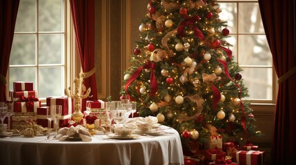 gathering gifts christmas tree
