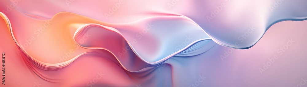 Poster Abstract Wave Pattern in Pink Blue and Orange Smooth Gradient Background with Modern Art Design for Wallpaper Backdrop and Decoration