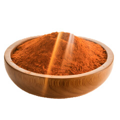 A wooden bowl is filled with red-orange powder. As alternative text, it visually represents a spice, culinary ingredient, or seasoning, as suggested by the search keywords.
