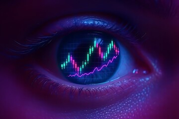 Naklejka premium Financial insight concept an eye reflecting a stock market chart symbolizing analysis and investment decisions for business strategy