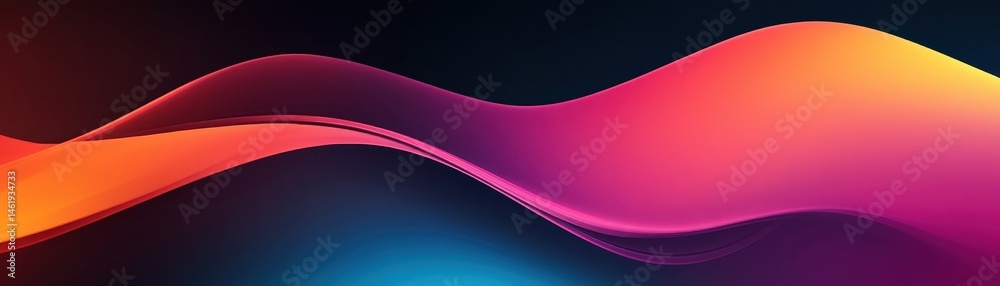 Poster Abstract Wavy Gradient Background with Dynamic Flowing Lines and Vibrant Color Transitions Featuring Modern Digital Design for Creative Presentation and Futuristic Art Projects