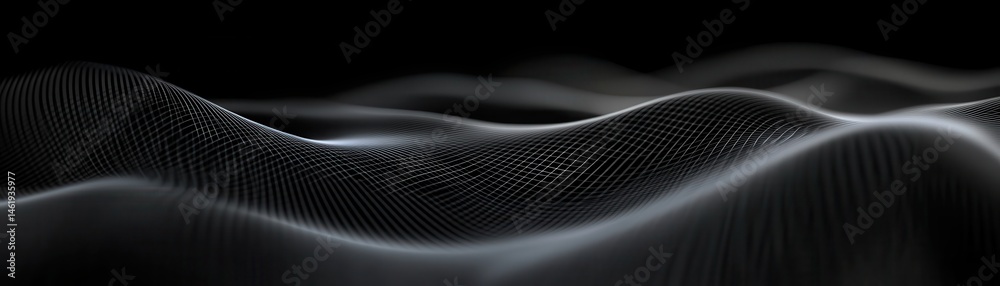 Aufkleber Abstract Wavy Surface with Subtle Light and Shadow Gradients in a Minimalist Style for Modern Backgrounds or Graphic Designs in Shades of Gray and Black