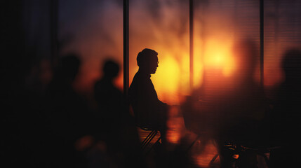 Silhouette of business enterprise professionals at presentation, teamwork and training concept.