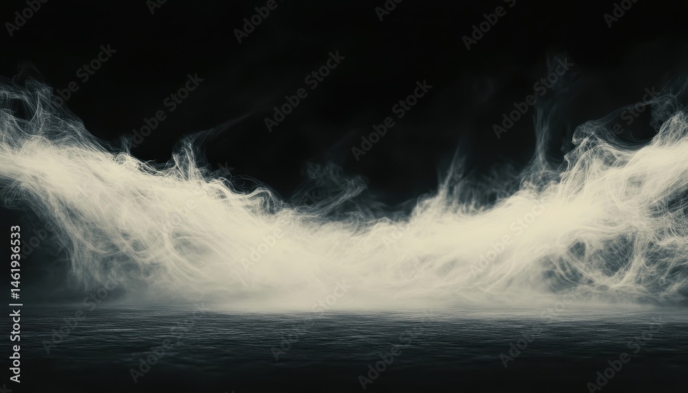 Aufkleber abstract white energy waves flowing on black background with swirling motion and dynamic fluidity