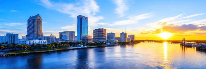 Naklejka premium cinematic jacksonville florida downtown skyline 