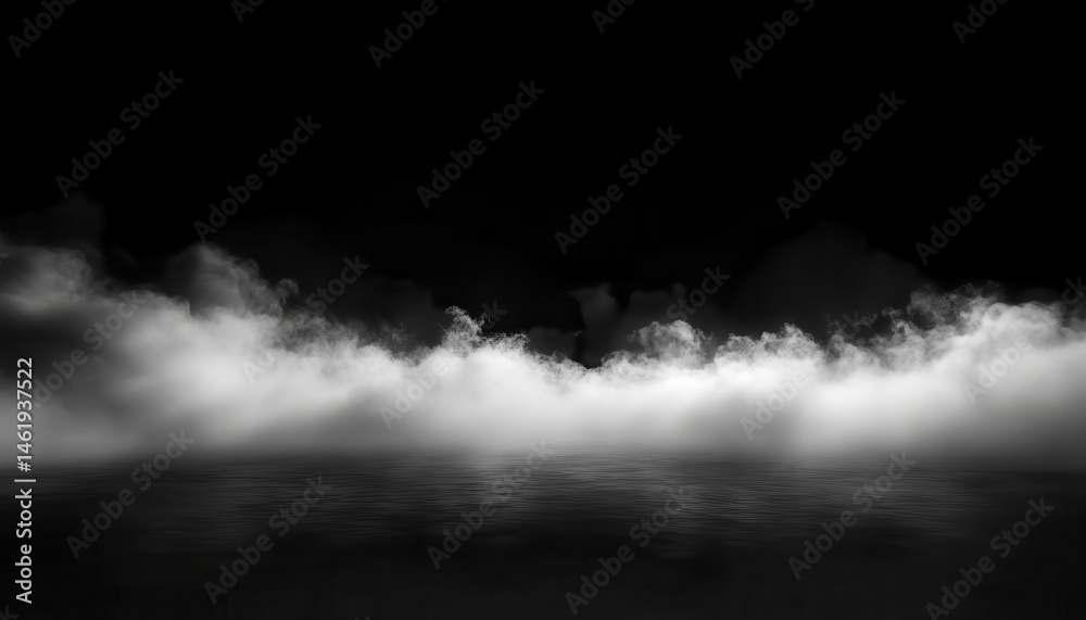 Leinwandbilder atmospheric black background with thick white smoke and fog creating a mysterious soft texture with 