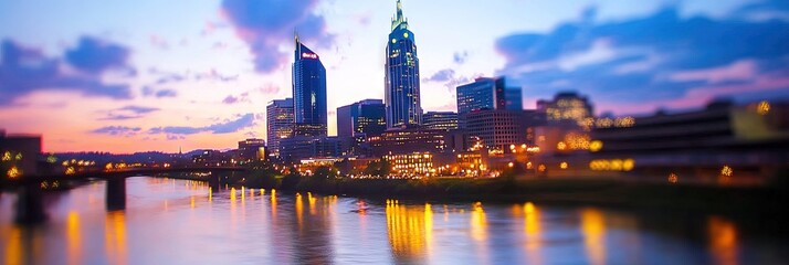 cinematic nashville downtown skyline -