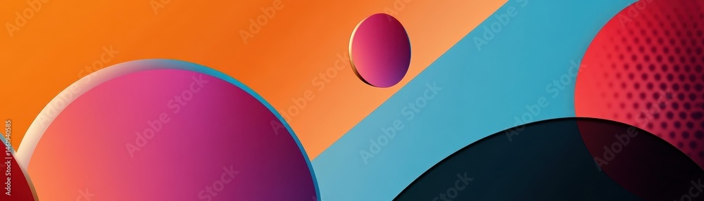 Leinwandbilder colorful abstract background with geometric shapes in orange blue pink and red gradient design a mod