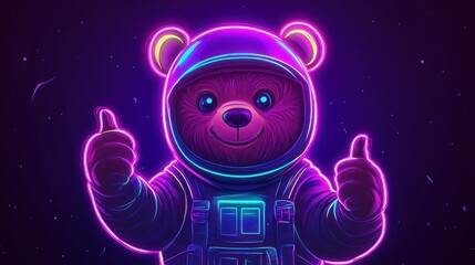Cosmic teddy bear astronaut giving thumbs up