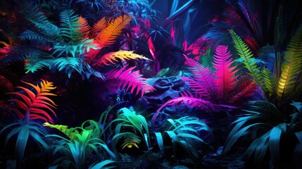 vibrant neon plants