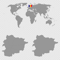 Obraz premium Andorra Map Set with World Location.