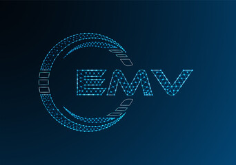 EMV low poly letter logo vector design. EMV lower poly logo design. Low poly logo.