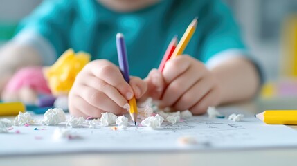 Child engrossed in creative activity
