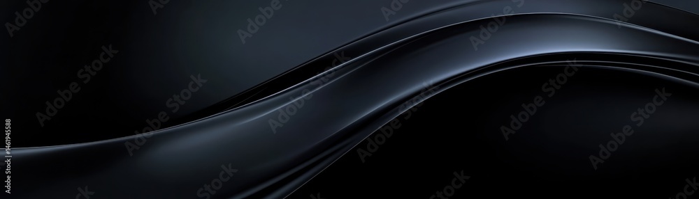 Poster Elegant Dark Abstract Background with Smooth Wavy Lines and Dynamic Flowing Curves in a Modern Style Featuring a Shiny Gradient and Minimalist Design