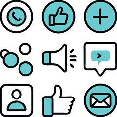 Teal Social Media Icon Set