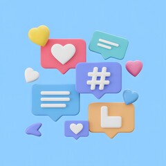 Fototapeta premium Engaging social media interaction icons digital space graphic design vibrant environment close-up view communication concept