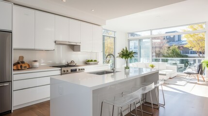 sleek new construction kitchen