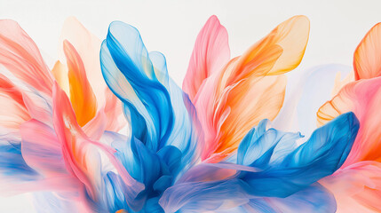 A richly detailed view of vibrant abstraction: a colorful harmony in modern art - blues, reds, oranges blend in artwork, graphics, and watercolor.