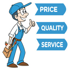 Thumbs Up Mechanic Vector with Pricing and Quality Concept Business Promotion Graphic 03
