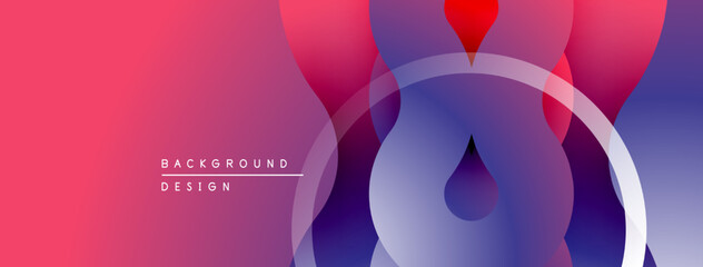Abstract gradient background. Circles, fluid shapes create modern design. Pink, purple hues dominate composition. Minimal text present.