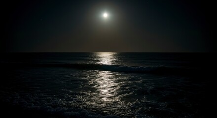 Moonlit ocean waves