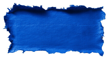 Obraz premium Abstract blue rectangular piece of paper with rugged border isolated on white background