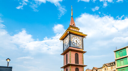 The Ghanta Ghar or Clock Tower at Lal Chowk, Srinagar is one of the main tourist attraction in Jammu and Kashmir, India