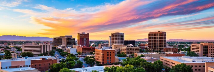 overhead photo of albuquerque downtown skyline 