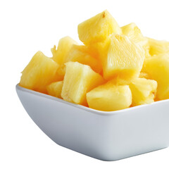Pineapple Chunks in a Bowl, Fresh and Appetizing on Transparent Background

