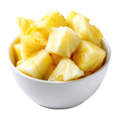 Pineapple Chunks in a Bowl, Fresh and Appetizing on Transparent Background

