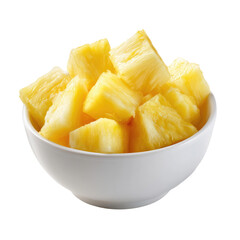 Pineapple Chunks in a Bowl, Fresh and Appetizing on Transparent Background

