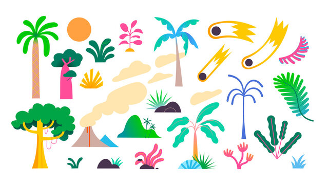 Invisible Background Palm Trees Tropical Rainforest Animation Assets Repeat Pattern Volcano Forest Scene