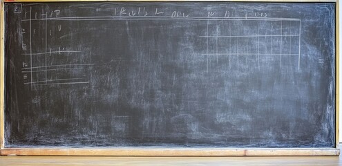 Aged chalkboard with faded chalk drawings