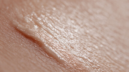 Fototapeta premium Macro shot of skin texture with cream applied, showing detail and smoothness