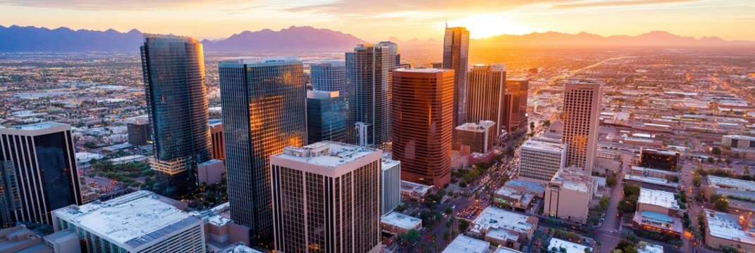 overhead photo of phoenix downtown skyline 