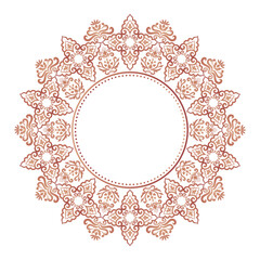 Round damask ornament, Decorative vintage frame, Elegant vector element for design in Eastern style, beauty place for text, Floral border, Lace illustration for invitations and greeting cards