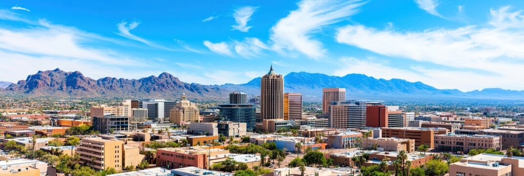 overhead photo of tucson, arizona downtown skyline 