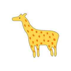 Cartoon Flat Giraffe Vector – Yellow Safari Animal for Kids
