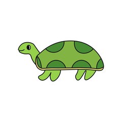 Flat Turtle Vector Illustration – Cute Green Cartoon Animal