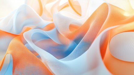Abstract orange and blue fabric waves.