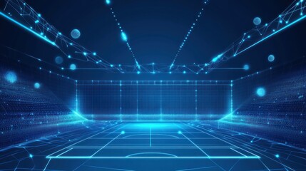 Obraz premium Futuristic sports arena with digital overlay
