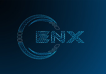 ENX low poly letter logo vector design. ENX lower poly logo design. Low poly logo.