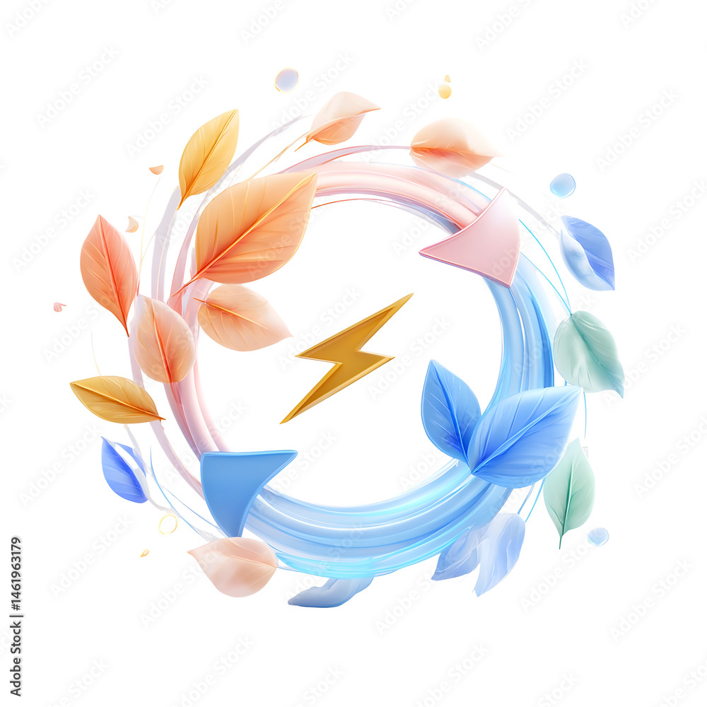 Aufkleber bright pastel colored 3d rendering of a circular motion symbolizing the sustainable energy cycle wit