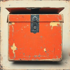 archive box icon on warm tone texture, rustic clay highlight