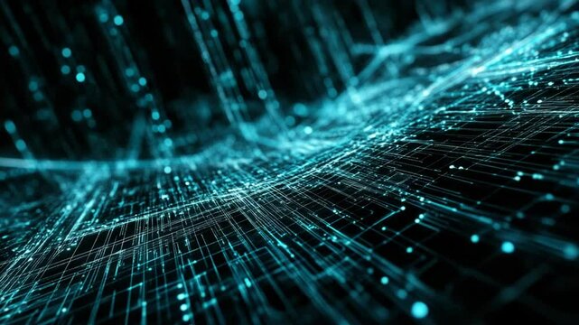 Abstract Digital Connection Network Animation Background in Blue Tones
