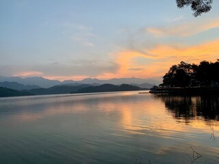 sunset over the lake